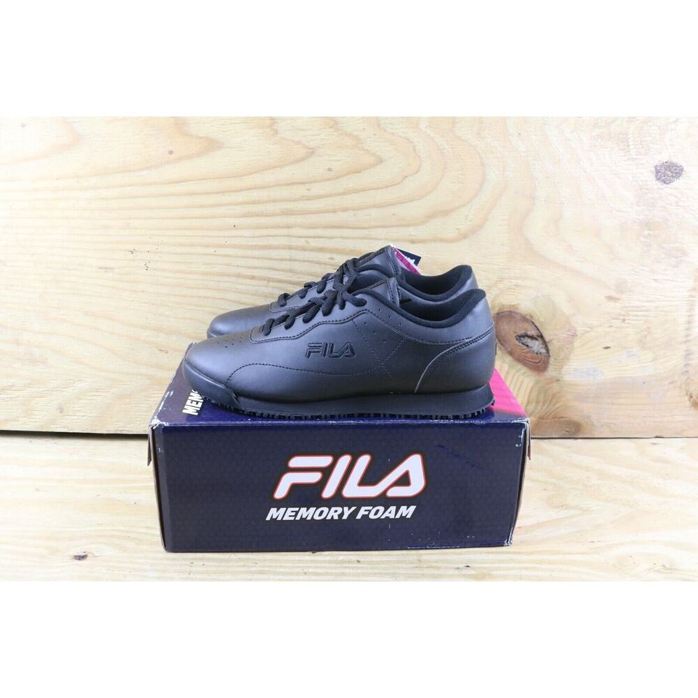 Fila Sneakers Womens 8 Wide Black Leather Memory Viable SR Athletic New